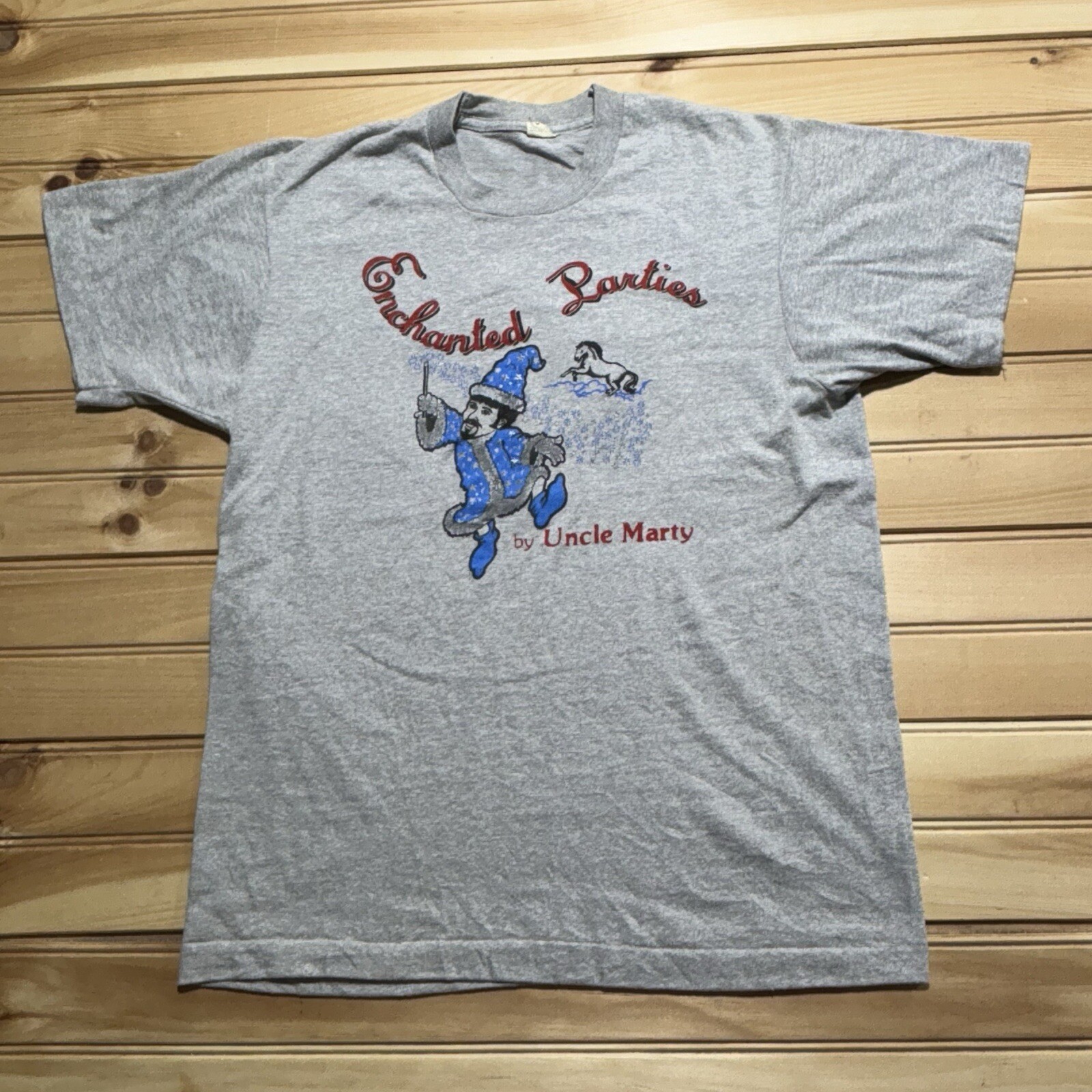 Vintage 80s Uncle Marty’s Enchanted Parties Wizard Parody Single Shirt - Large