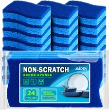 AIDEA-Brite Non-Scratch Scrub Sponge-24Count, Sponges for Dishes, Sponges Kitche
