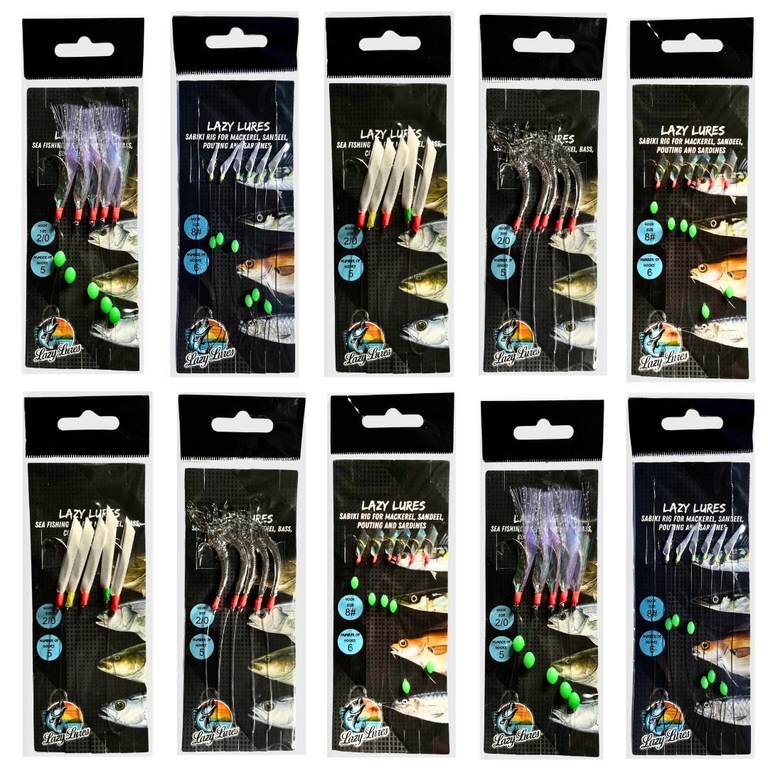 10 Packs Bass Mackerel Feathers/Sabiki Cod Lure Lures Sea Fishing