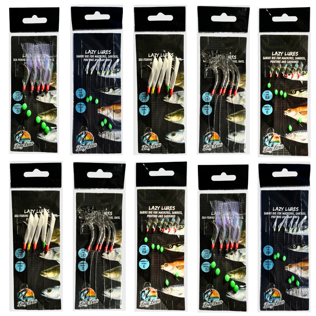 10 Packs Bass Mackerel Feathers/Sabiki Cod Lure Lures Sea Fishing Boat Tackle