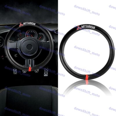 15'' Diameter Car Steering Wheel Cover Carbon Synthetic Leather For Mitsubishi X1