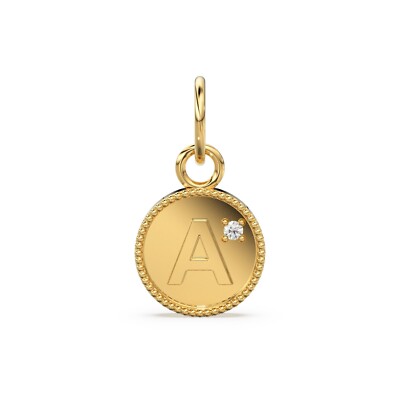 14K/18K Massiv Gold Initialen Milgrain Diamant Anhänger Alphabet Charm