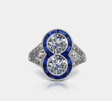 2Ct White Round Cut CZ Art Deco Style Engagement Ring Solid 925 Sterling Silver