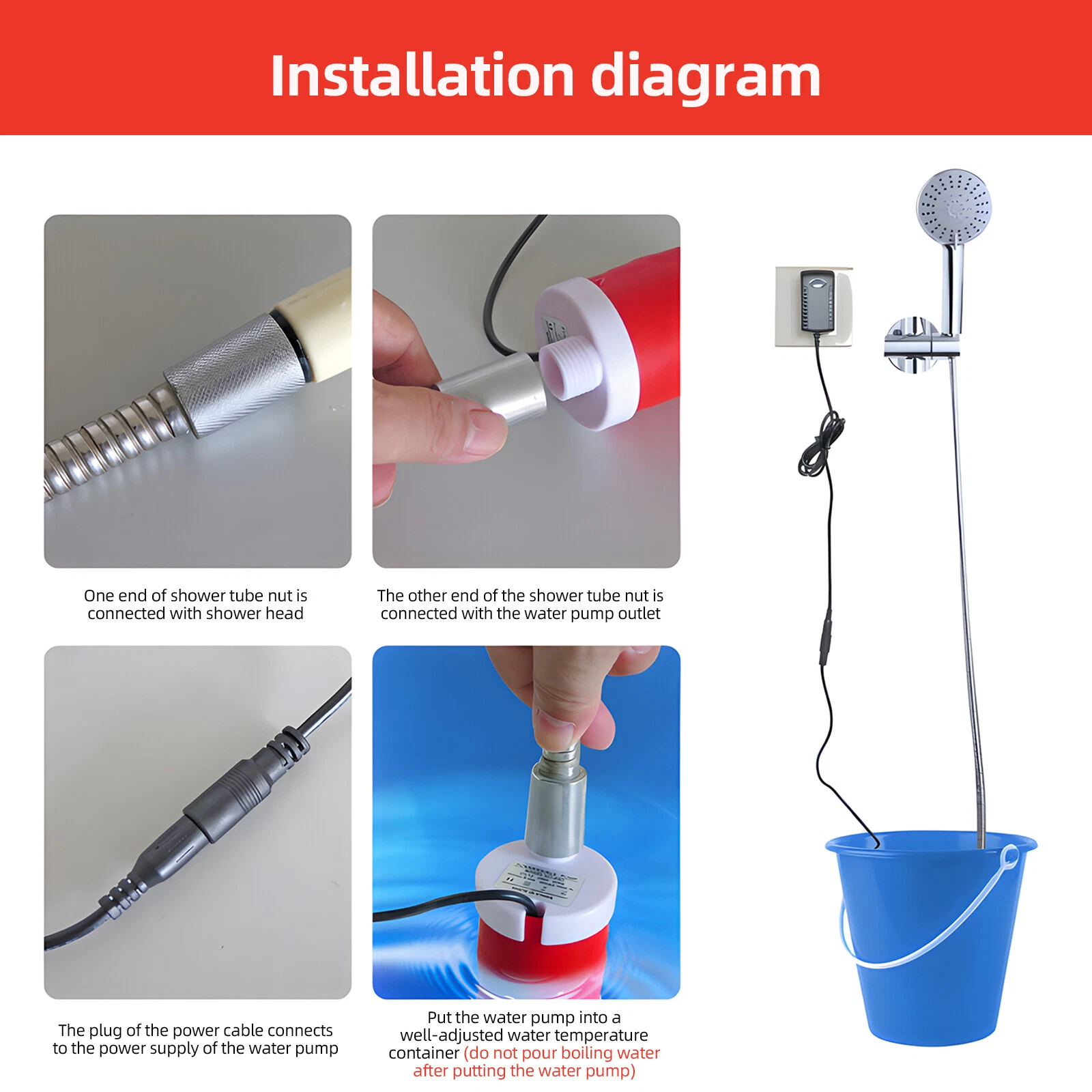DC12V 20W Submersible Pump - High Lift 20FT Fountain Pump with 5FT C5Z1 - Picture 10 of 11