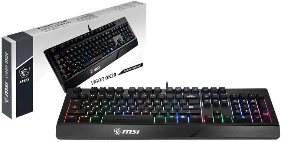 Clavier MSI Vigor GK20 avec rétroéclairage RGB arc-en-ciel et touches multimédias