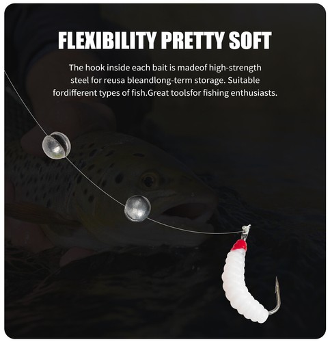 100tlg/Box Soft Set Wurmköder Haken Set Angeln Tackle mit runden Gewicht Sinker - Bild 10 von 19