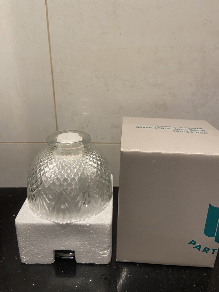 Vintage Clear Diamond Point Glass Fairy Lamp Candle Holder by Partylite