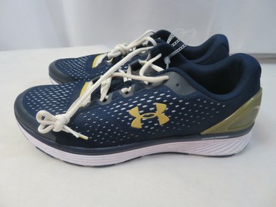 navy blue and gold under armour shoes