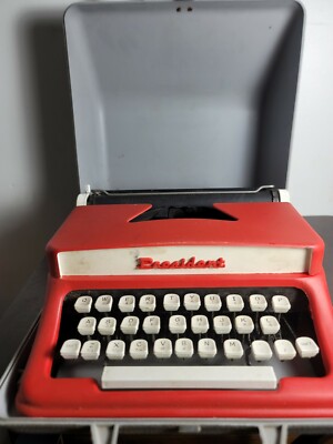 Vintage 60s Tom Thumb Children's Red President Typewriter w/ Case