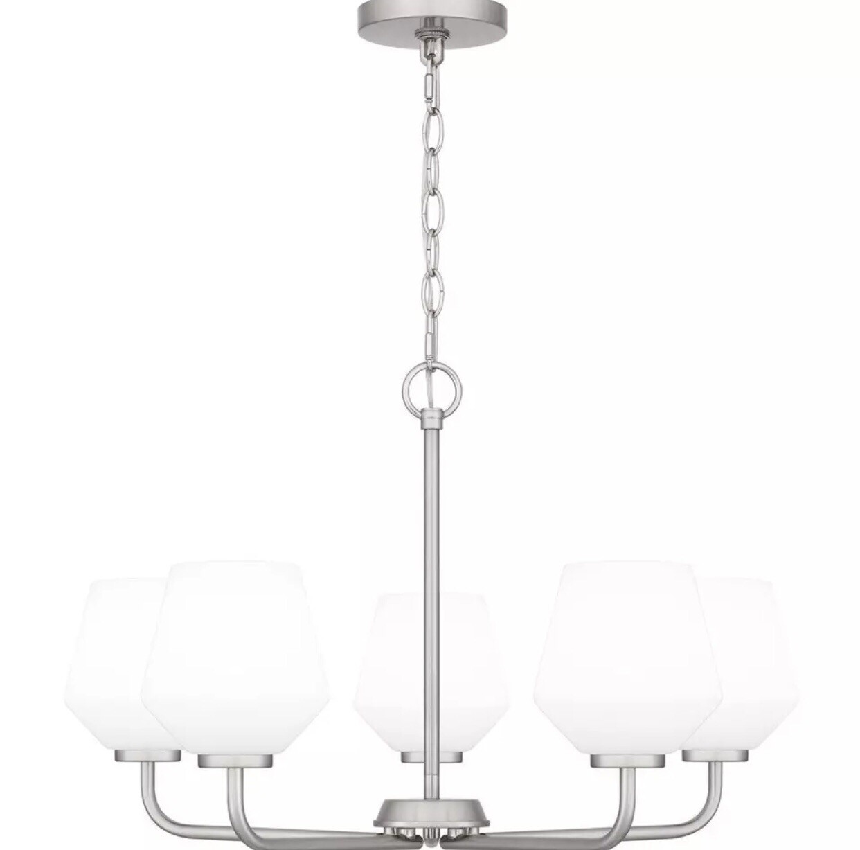 Chandelier  Quoizel Nielson 5 Light , Brushed Nickel/Opal Et