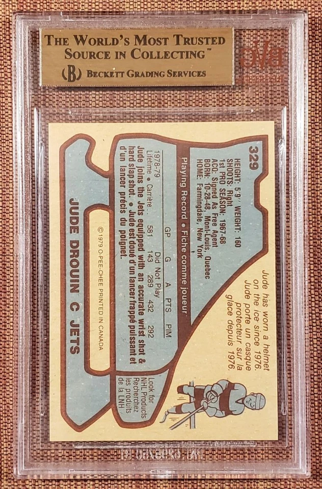 1979 O-Pee-Chee #329 Jude Drouin Winnipeg Jets Hockey Card BVG 9.5 GEM MT POP 1 - Image 2 of 2
