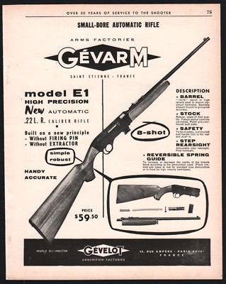 1962 GEVARM E1 .22 L.R. 8-shot Rifle PRINT AD
