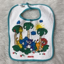Vintage 1996 Pinky Productions Baby Bib Jungle Scene Lion Giraffe Elephant Bear