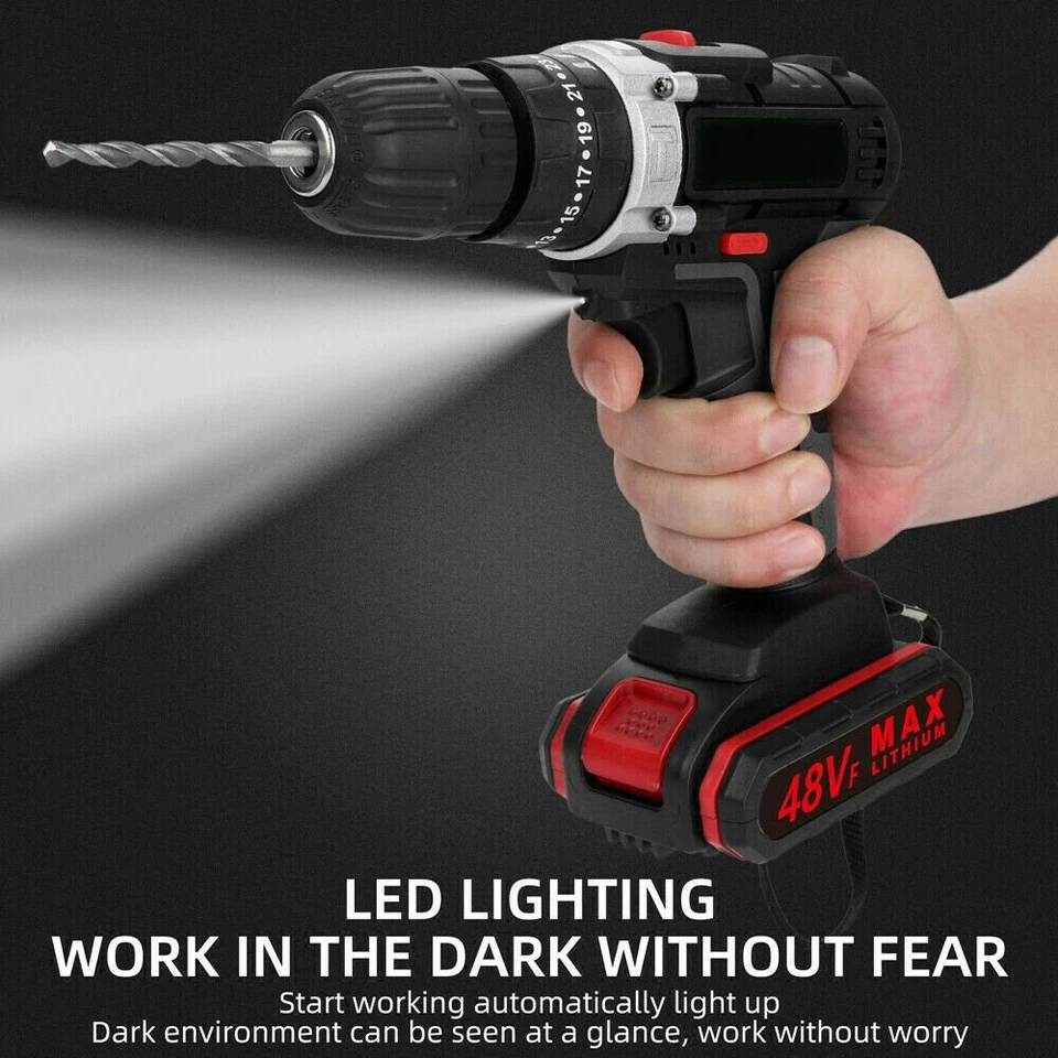 Akkuschrauber Set 2x Akku Bohrschrauber 48V + Ladegerät+Schlagbohrer Matrix - Bild 3 von 4