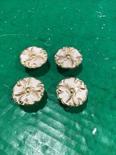 Lot of (4) 1960 Amerock Floral French Provincial Drawer Pulls/Knobs White/ Brass