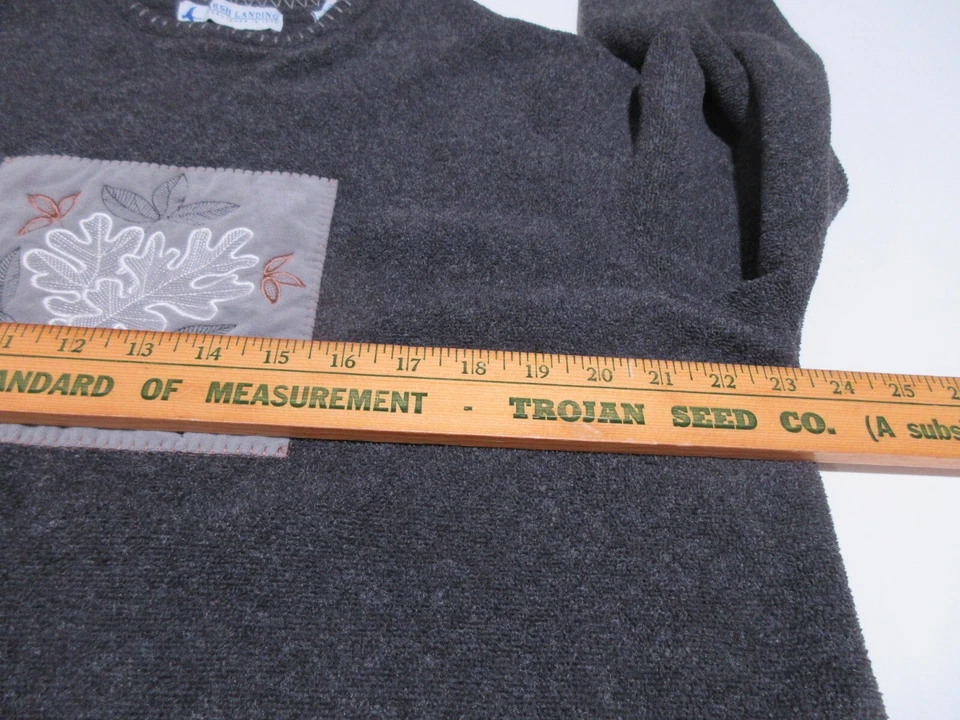 Sudadera gris para mujer talla L Marsh Landing polar suéter hoja bordada Foto 3 de 4