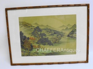 Oriental Watercolour Landscape Painting on Silk with signatures and Seals