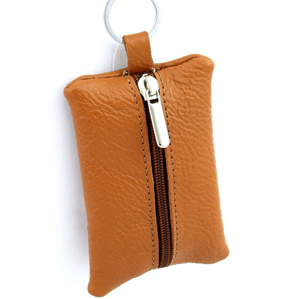 PORTACHIAVI ASTUCCIO IN PELLE UOMO DONNA ARTIGIANALE MADE IN ITALY CERNIERA ZIP - Immagine 4 di 4