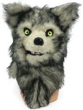 Máscara de hombre lobo que mueve la boca, máscara de lobo de fursuit mandíbula móvil, máscara Therian peluda esponjosa