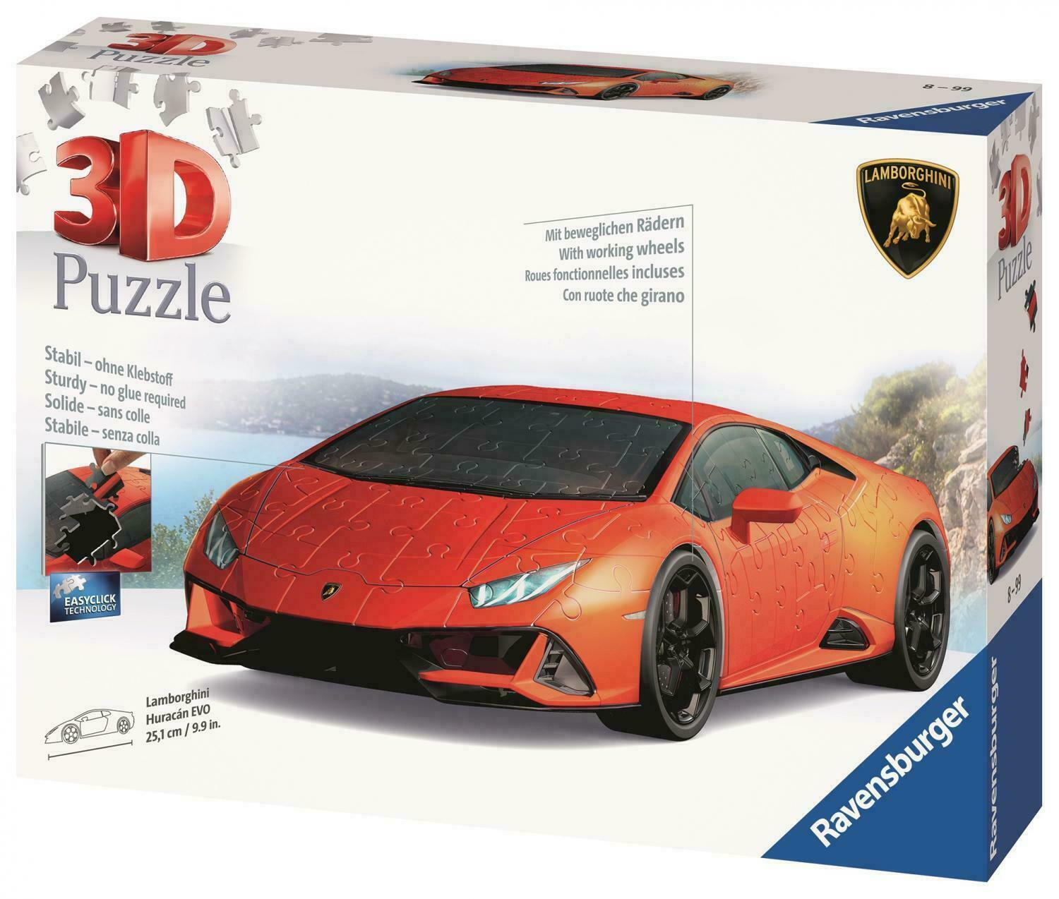 RAVENSBURGER PUZZLE 3D - LAMBORGHINI HURACAN EVO 140 PZ SENZA COLLA ART 11238