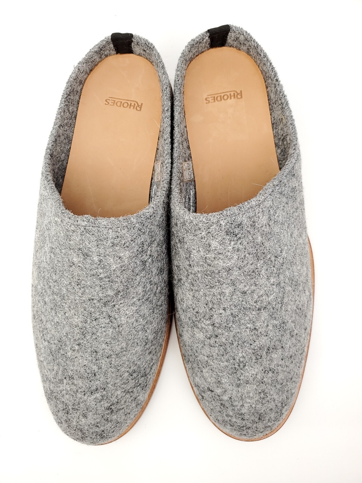 SAOLA Rhodes The Wool Ho Ciabatta Mule Suola in Pelle Grigio Uomo Tg 11