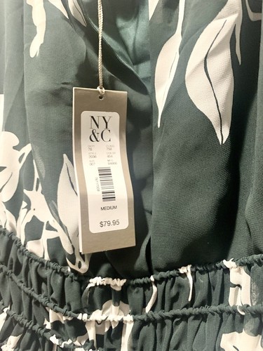 NWT New York & Company Floral Green and White Dress - Picture 5 of 5