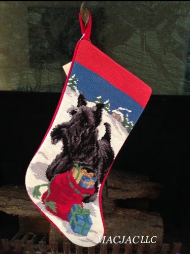 Scottie Dog Needlepoint Christmas Stocking NWT