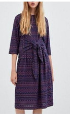 ZARA TRAFALUC WOMEN'S SWEATER MIDI DRESS KNIT CHEVRON AZTEC TIES 0264/328 SMALL