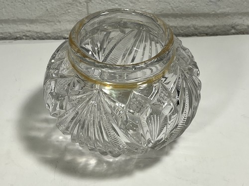 Vintage Short Round Pressed Glass Rose Bowl Or Dresser Jar - Picture 1 of 4