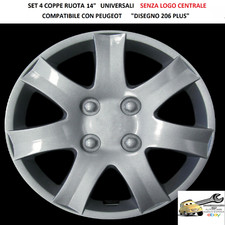 Per PEUGEOT "Disegno 206 Plus" Set 4 Copricerchi 14" Universali SENZA LOGO