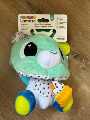 Brandneu mit Etikett Lamaze 3-in-1 Überraschungsbär sensorischer Clip-On Kinderwagen Spielzeug Kleinkind
