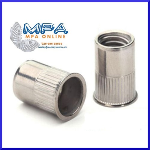 PACK OF 50 RIVET NUTS GROOVED SERRATED STEEL M8 X 15.5mm INSERTS KNURLED - Picture 2 of 2