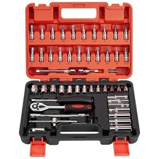 53Pcs/Set Flexible Socket Kit 1/4" Ratchet Wrench Drive Car Repairing Tools Case