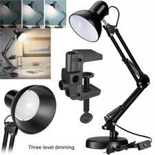 LED Desk Lamp Adjustable Swing Arm Lamp with Clamp Eye-Caring Reading Desk Light