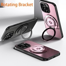 For iPhone 16 17 Pro Max 15 14 13 Plating Magnetic Ring Stand Hard Rugged Case