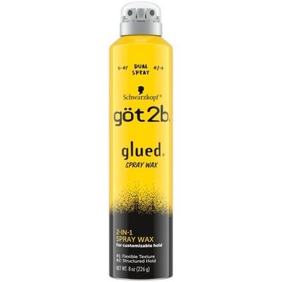 Got2b Glued Spray Wax with 2-in-1 Dual 8 Ounce (Pack of 1), translucent 