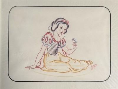 Disney Parks Artist Sketch of Snow White - Matted & Signed - Free Shipping!