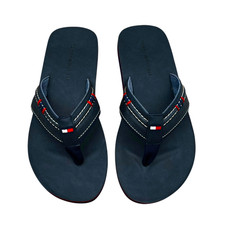 Tommy Hilfiger Hombre Destino Tanga Sandalia Talla 12 Azul Oscuro Imitación Cuero Flexible