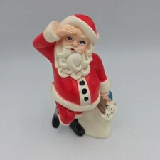 Santa Claus with Toy Sack 1978 Cake Topper Christmas Plastic Vintage 5.5 "