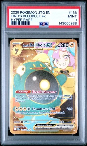 2025 POKEMON JTG EN-JOURNEY TOGETHER HYPER RARE #188 IONO'S BELLIBOLT EX PSA 9