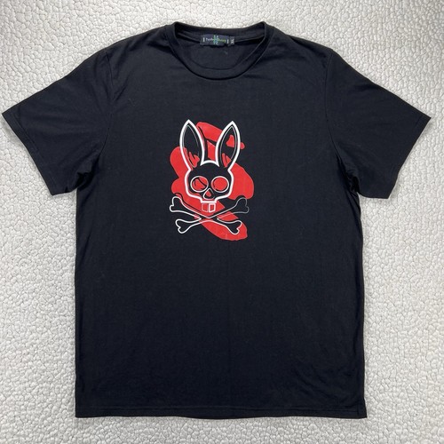 Psycho Bunny T-Shirt Herren XL Schwarz Grafikdruck Kurzarm