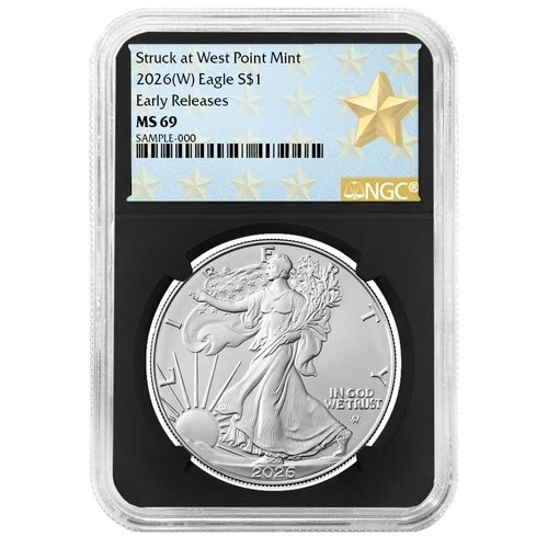 2026 (W) $1 1-oz American Silver Eagle NGC MS69 ER West Point Star Label Retro