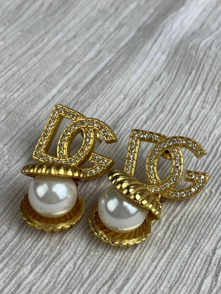 Dolce Gabbana Gold DG Dangle Drop Earrings - Image 2 of 4