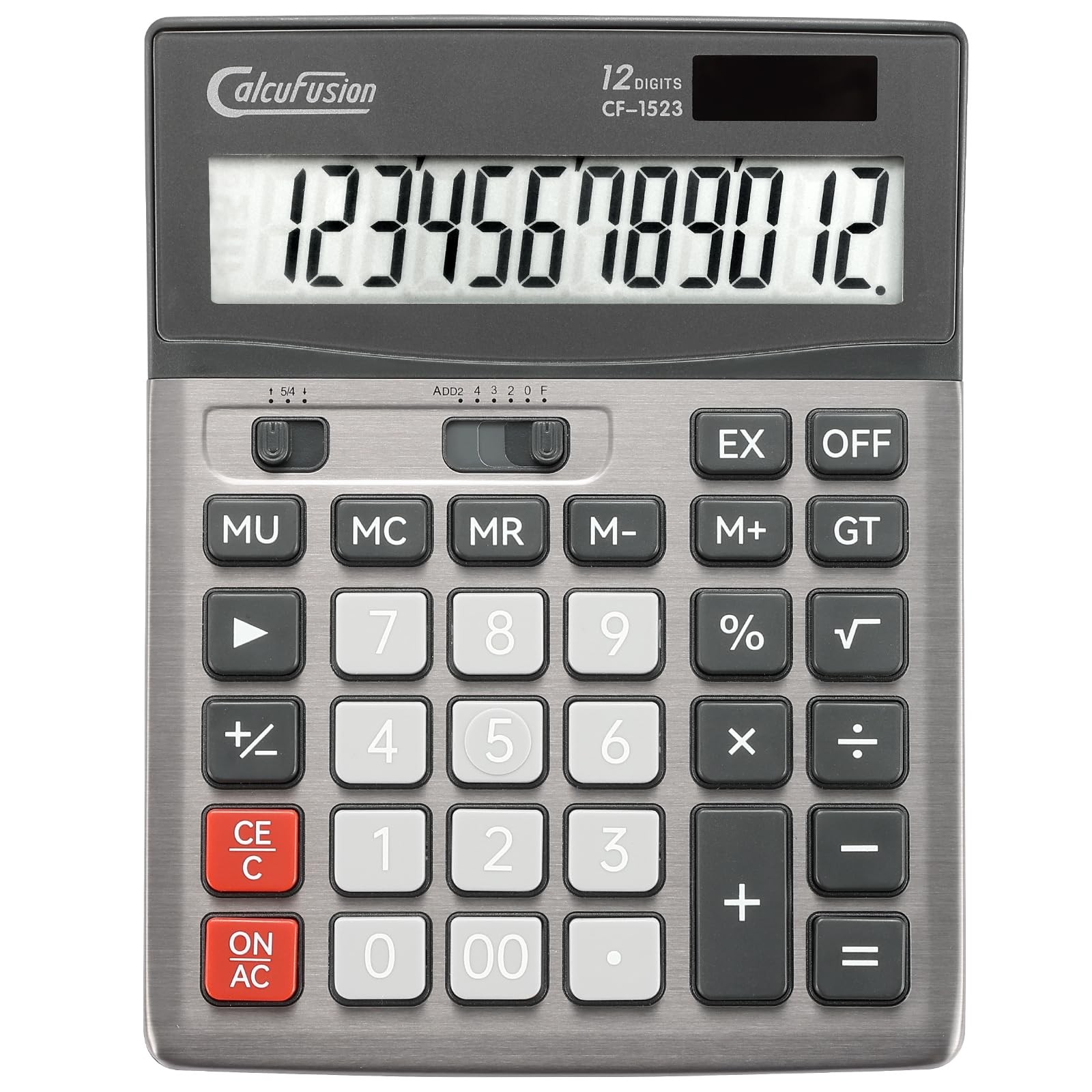 CALCUFUSION Desktop Calculator 12 Digit with Large LCD Display Big Gray