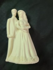 Wedding Couple Cake Topper Figurine Bride Groom White Bisque Porcelain Vintage