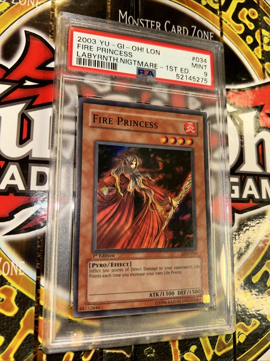 YuGiOh FIRE PRINCESS #LON-034 🔥PSA 9 MINT🔥1st EDITION-2003 SUPER