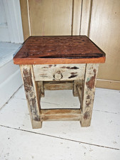 HANDMADE INDIAN STOOL WITH DRAWER RETRO RECYCLED WOOD