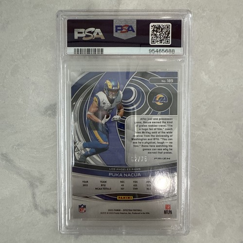 Panini Spectra 2023 - Rookies Puka Nacua #189 Hyper 62/75 RC PSA 10 - Imagen 2 de 2