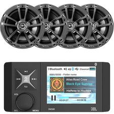 JBL AM/FM/WB Bluetooth Digital Media Radio, 4x 6.5" 225W Boat Chrome Speaker