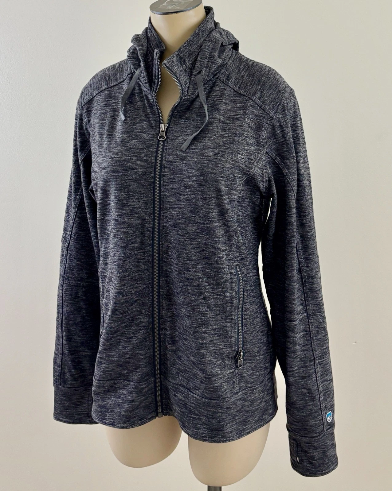 KUHL Womens Sz Medium Gray Heather Full Zip Pocket Stretch Outdoor Hoodie Jacket